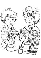 coloriage nicolas et pimprenelle se brossent les dents